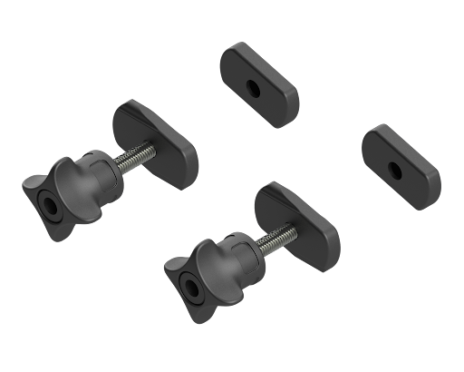 Set of Tetrahedral Plastic Handle-Nuts with T-shaped Clamps and Caps, 2 pcs